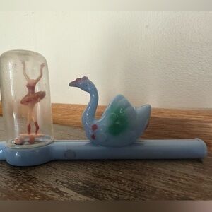 Vintage Whistle Swan & Spinning Dancing Ballerina Collectible Rare working